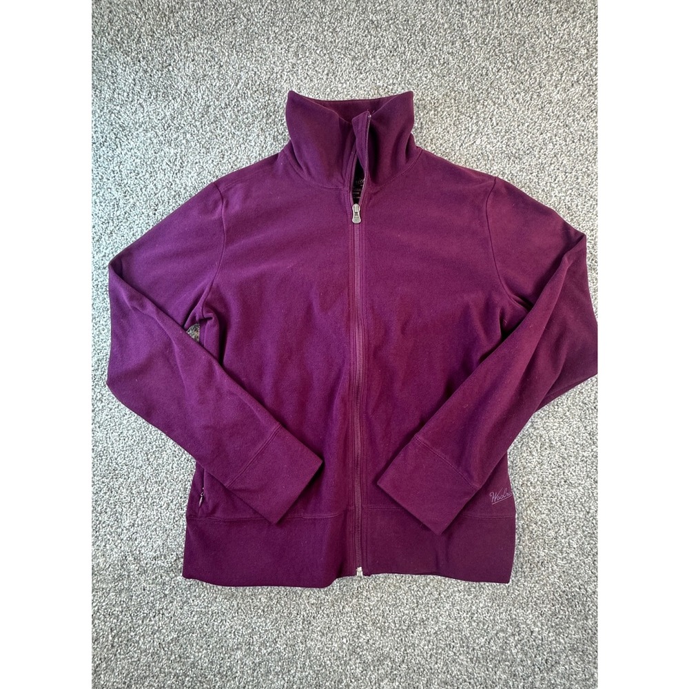 Woolrich Fleece Jacket Womens Large Lightweight Purple Full Zip Recycled Outdoor
